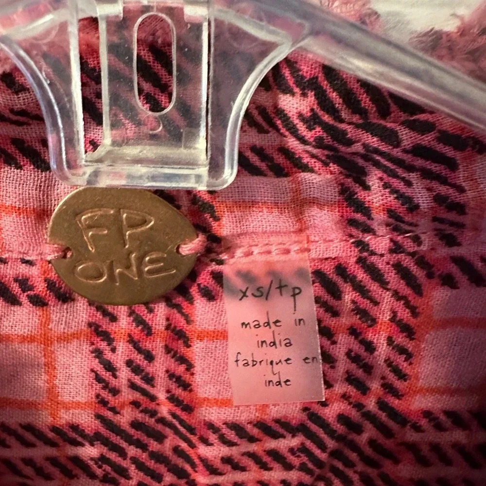COPY - Free people Miles Tuxedo Pink Plaid Size XS XP This Is Oversized - Picture 3 of 3